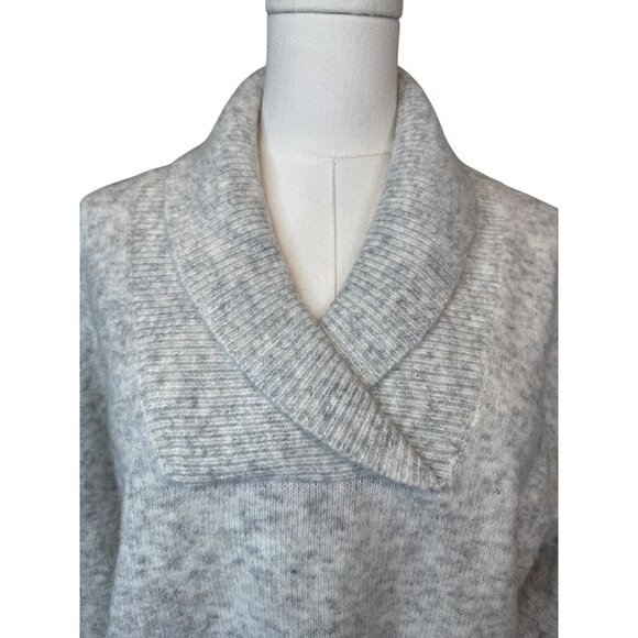 2/$30 Madewell Vinson Shawl-Collar L Pullover Sweater Heathered Stonewall Gray - Picture 4 of 14